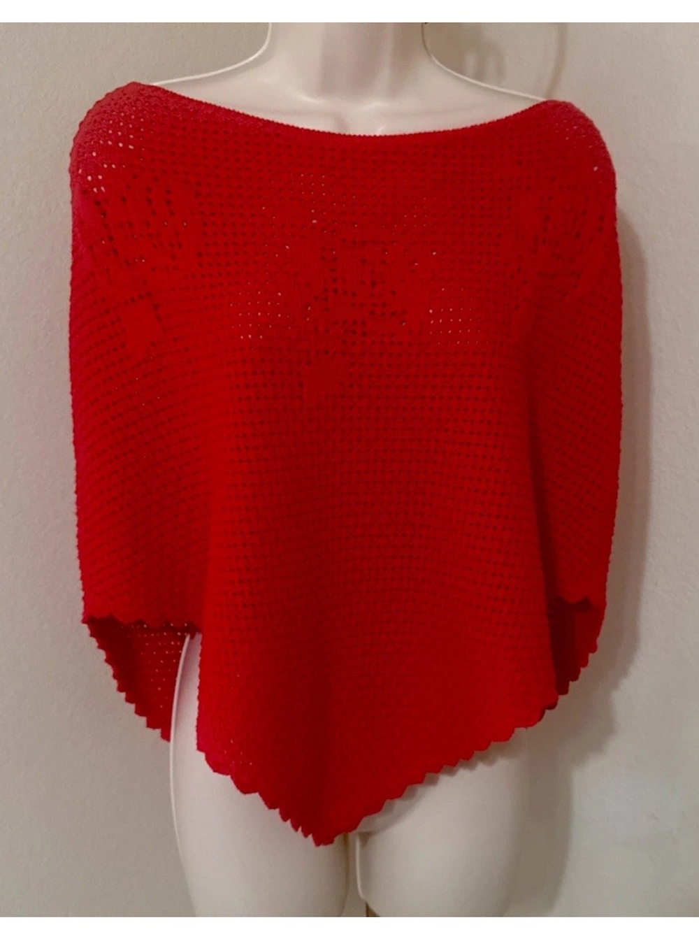 Nikka K Women’s Red Pointelle-Knit Boat Neck Dolman Sweater L/XL